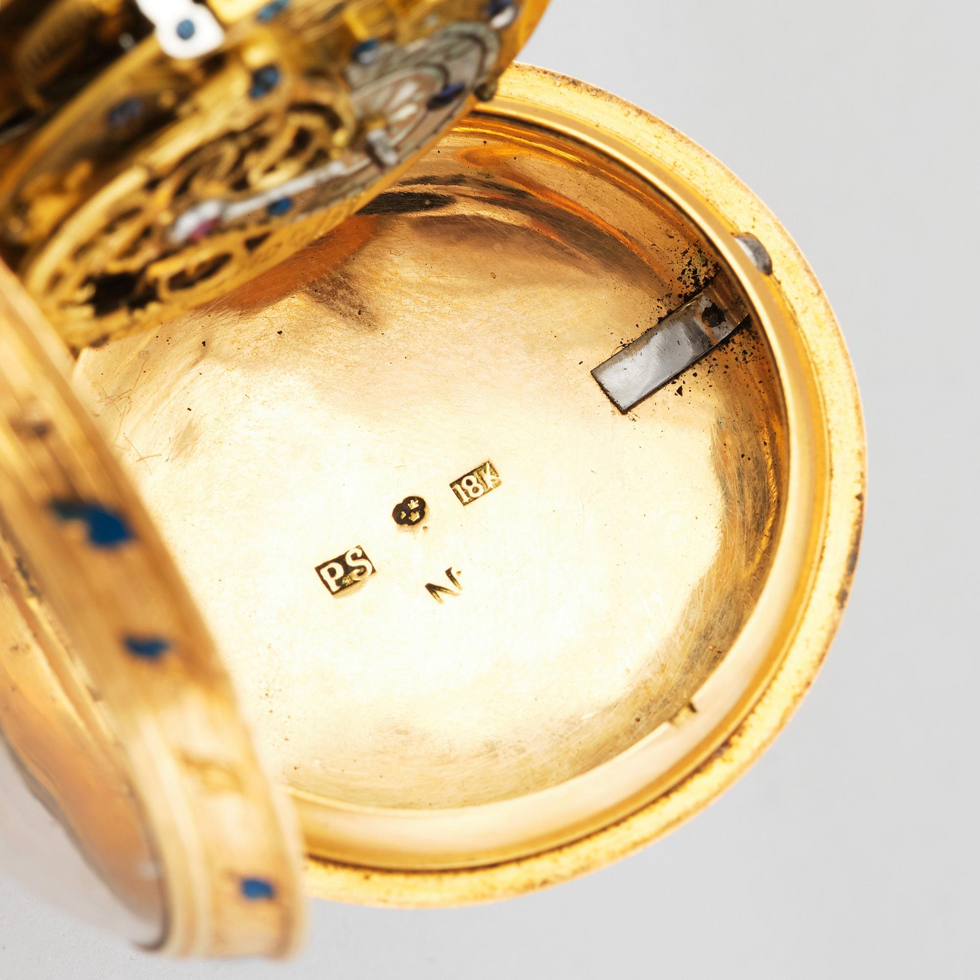 AUGUSTIN BOURDILLON (1729-1790), Stockholm 1771, gold and enamel pocket watch,