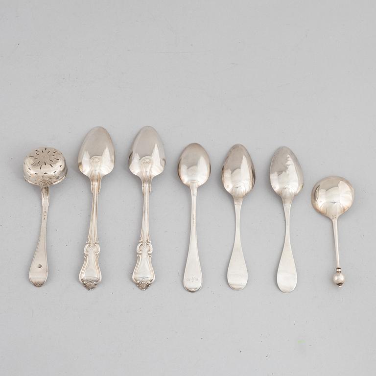 Skedar, 7 st, silver, bl a Gustaf Hagström, Stockholm 1803.