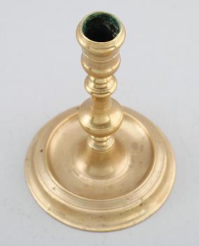 LJUSSTAKE,  mässing, otydlig stämpel, 1700-tal.