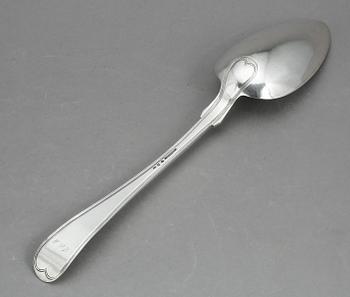 RAGUSKED samt SKEDAR, 6 st, silver, Gustav Graumann, Falun, 1860 respektive 1861. Vikt 548 g.