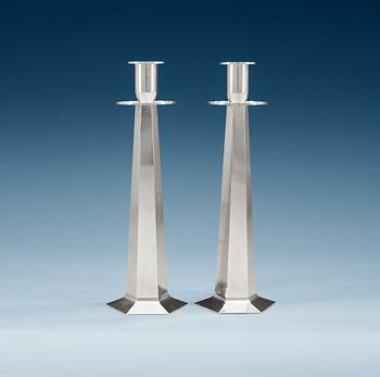 A pair of Wiwen Nilsson sterling candle sticks, Lund 1952 -56.