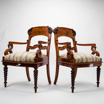 STOLAR, 4 st, samt KARMSTOLAR, 2 st, Ryssland 1800-talets mitt.