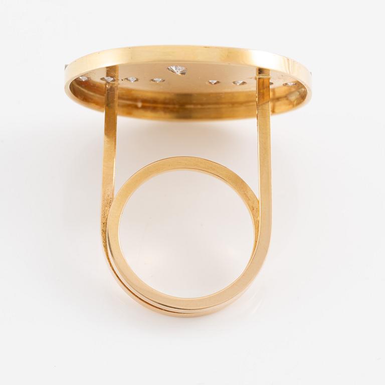 Jan-Christer Lundqvist, ring, "Reflex 2" 18K gold with diamonds, Skövde 1990.