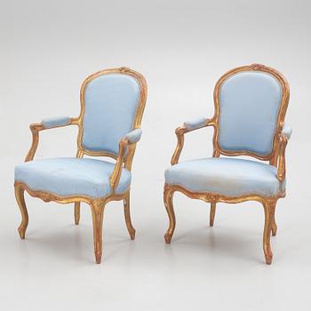 A pair of Rococo armchairs, France, second half of the 18th century.