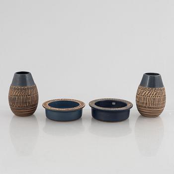 Lisa Larson, vaser, ett par och skålar, ett par, "Granada", Gustavsberg.