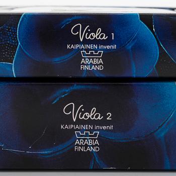 Birger Kaipiainen, two decorative ceramic "Viola" dishes,  stamped, Arabia, late 20th century.