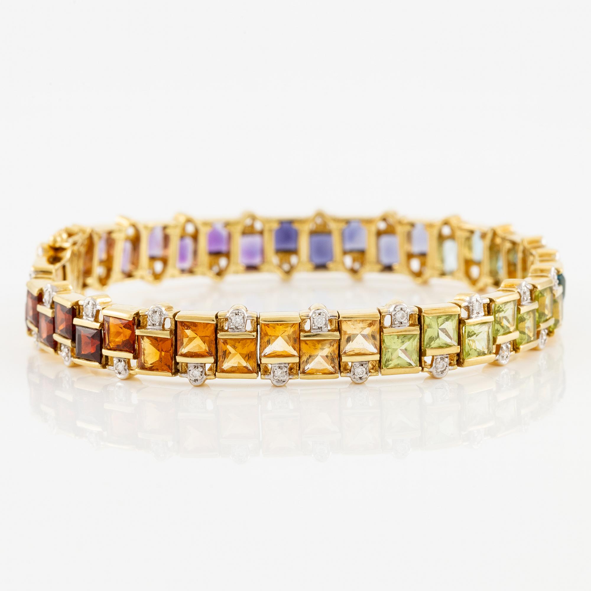 An H. Stern bracelet 18K gold with coloured gemstones and round brilliant-cut diamonds.