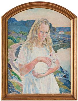 435. Carl Wilhelmson, Flicka med katt (Marie-Louise Spånberg även kallad "Maja-Lisa").