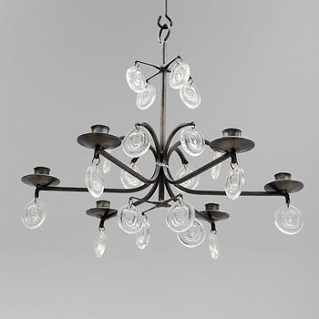 TAKLAMPA. smide, Erik Höglund, 1900-talets andra hälft. Höjd ca 45 cm.