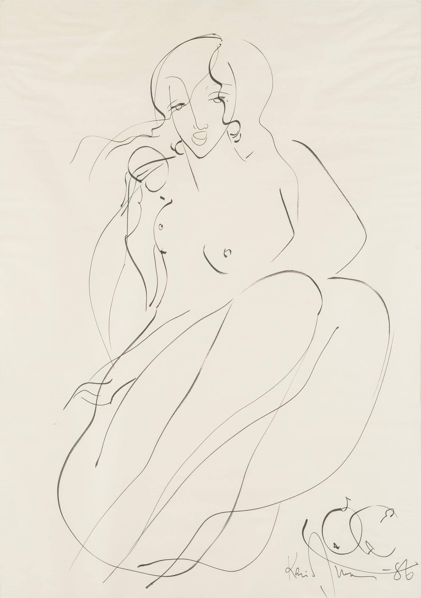 Kari Juva, ink, signed and dated -86.