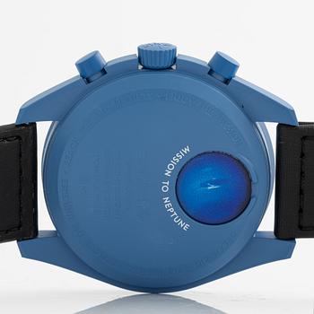 Swatch/Omega, MoonSwatch, Mission to Neptune, kronograf, armbandsur, 42 mm.