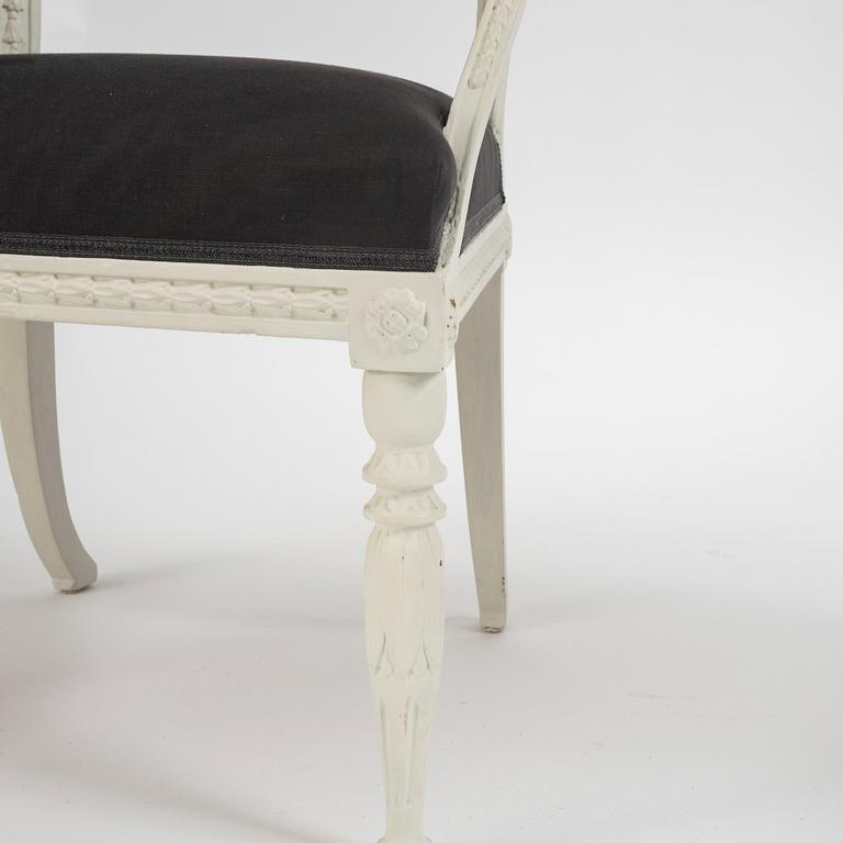 A matched pair of late Gustavian armchairs.