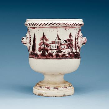 A Swedish Rörstrand faience champagne cooler, 18th Century.