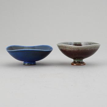 Berndt Friberg, two stoneware bowls, Gustavsbergs Studio, signed.