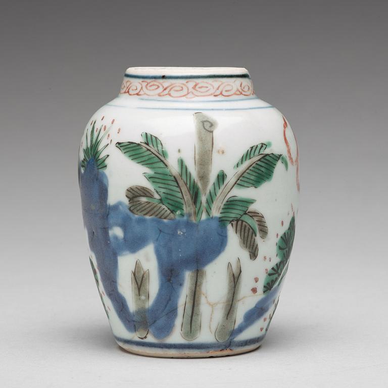 A small wucai Transitional jar, 17th Century.