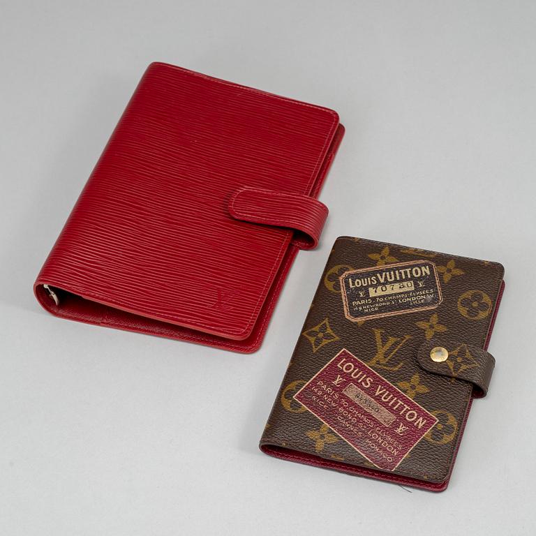 LOUIS VUITTON, a red epi and a monogram canvas diary.