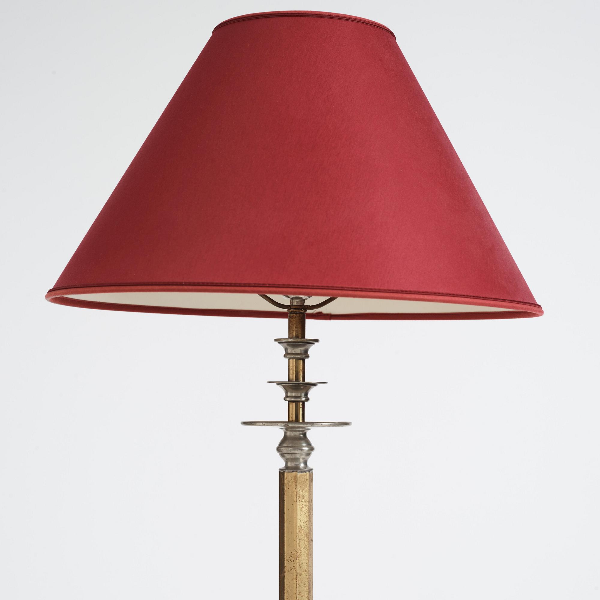 Nils Fougstedt, & Anna Petrus, a rare pewter and brass floor lamp, Svenskt Tenn, Stockholm 1929, model 763 A.