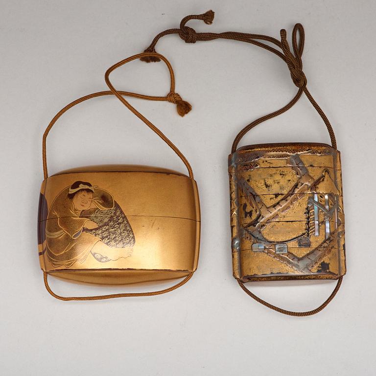 Two Japanese lacquer Inros, late 18th and 19th Century.