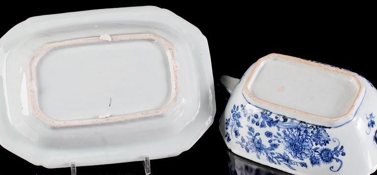 SMÖRTERRIN MED FAT, porslin, Qianlong, 1700-tal.