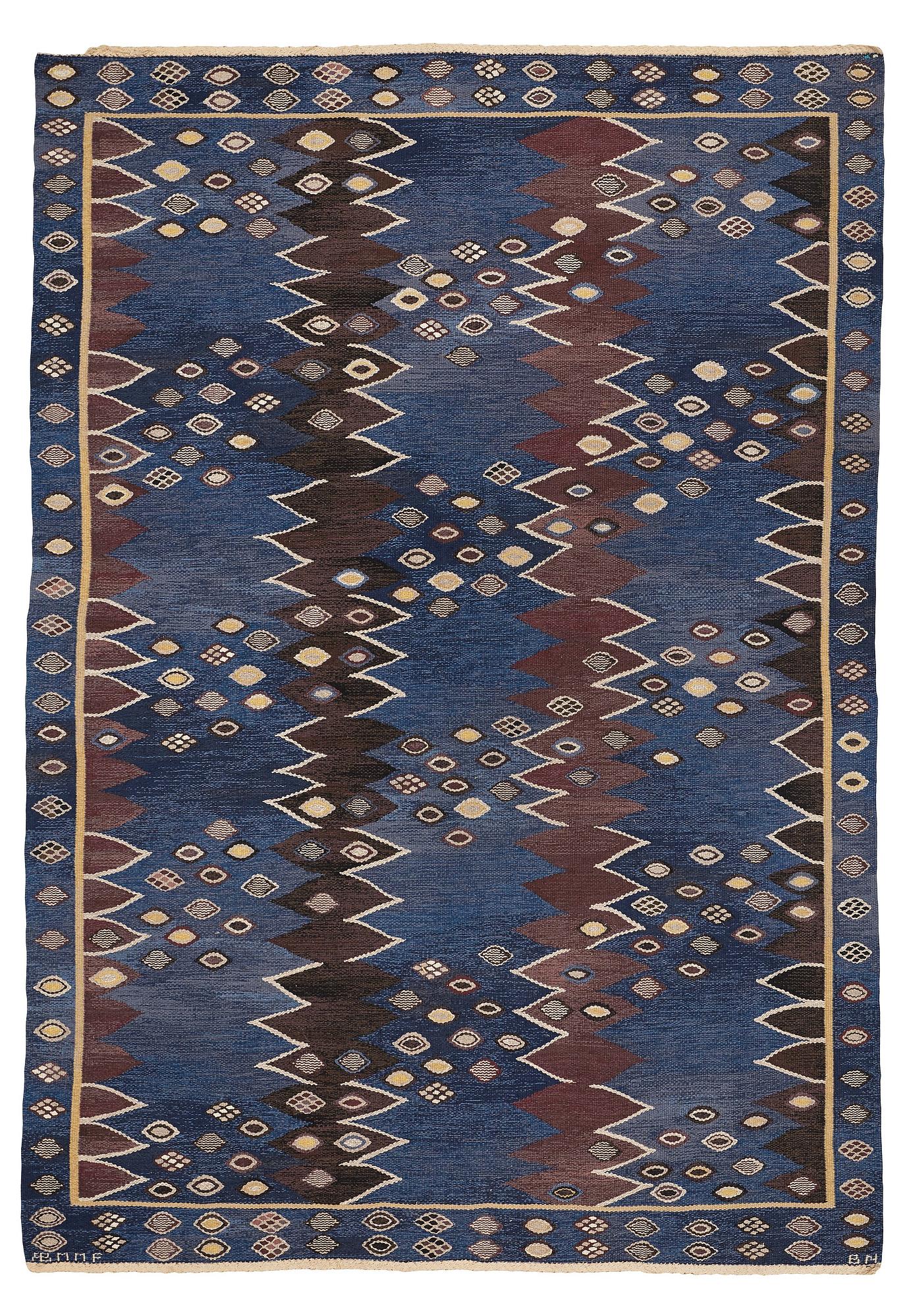 Barbro Nilsson, A CARPET, "Snäckorna", flat weave, ca 278 x 191,5-194 cm, signed AB MMF BN.