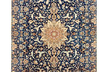 A part silk Nain carpet, 6 LA, c. 250 x 152 cm.