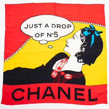 Chanel, scarf, "Just A Drop of Chanel No 5", vintage.