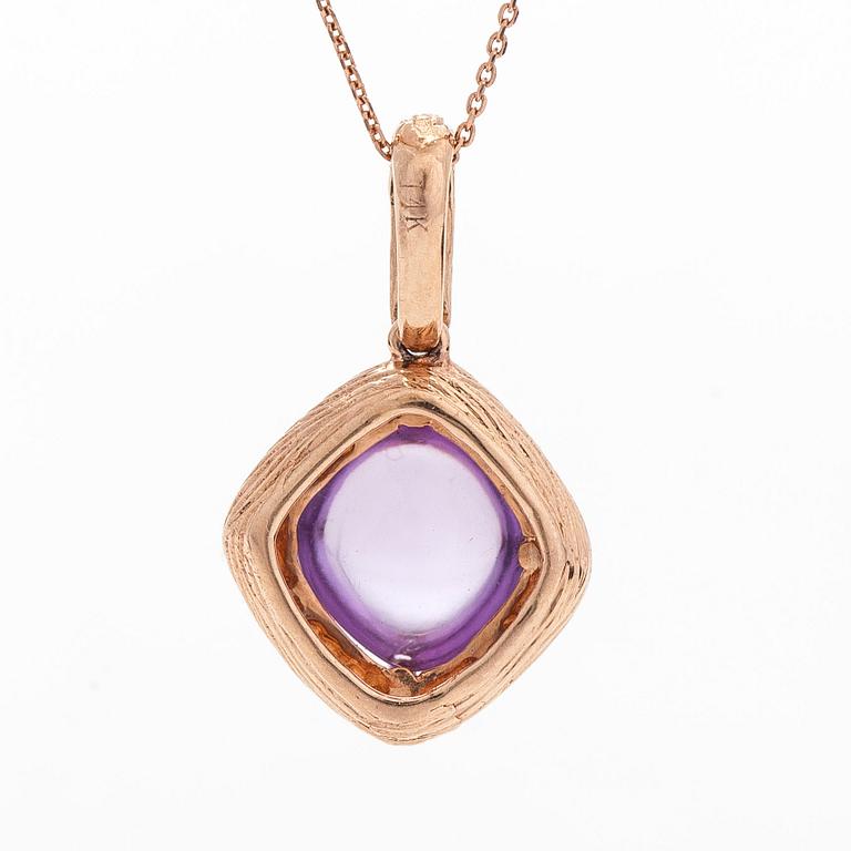 Halsband, 14K roséguld, ametist och diamanter.