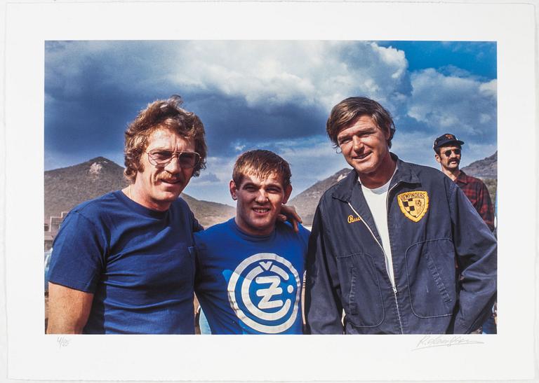 Kenneth Olausson, "Steve McQueen, Bud Ekins, and Joël Robert in the Westlake Desert 1969".