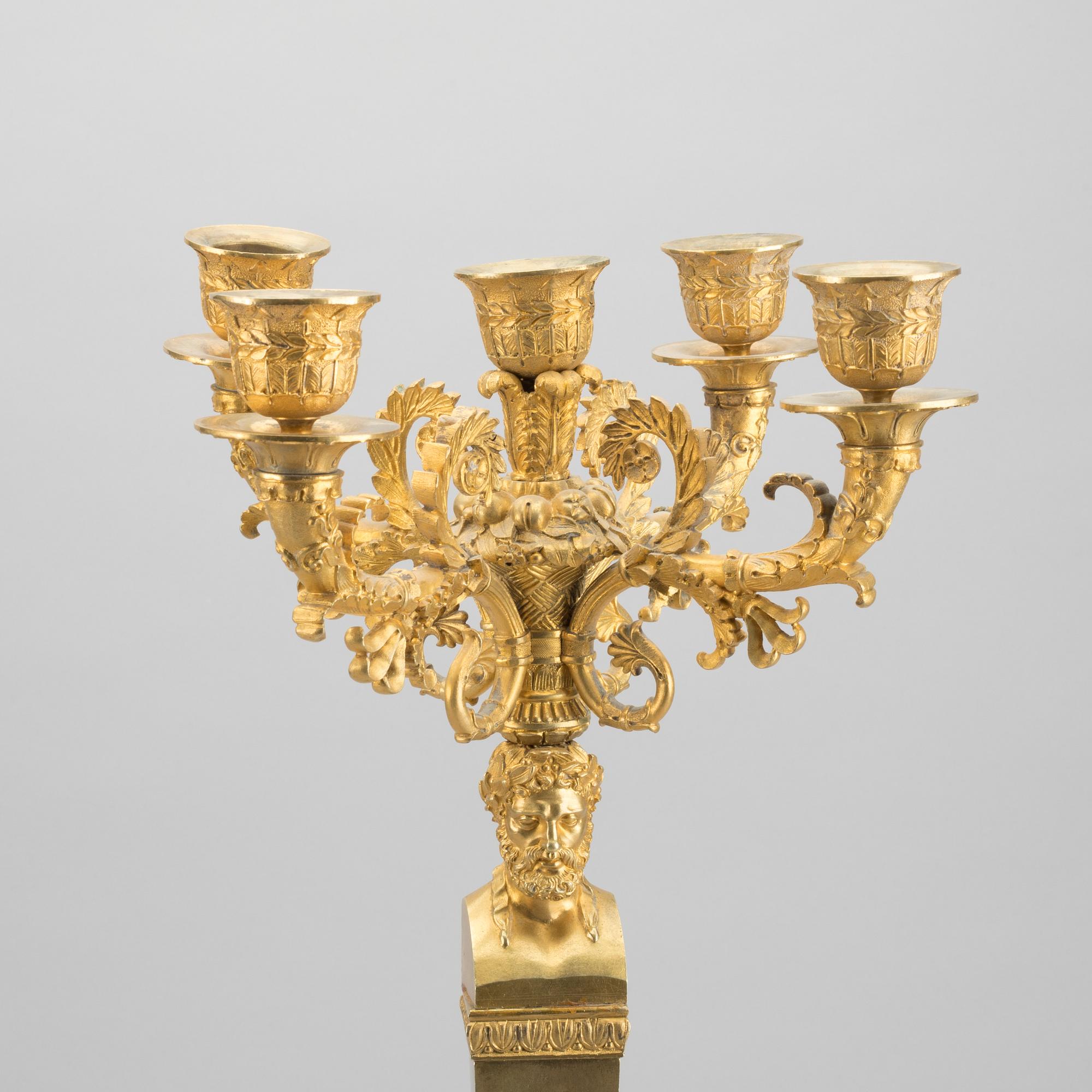CANDELABRUM, gilt-bronze, Empire, France, first half of the 19th century.