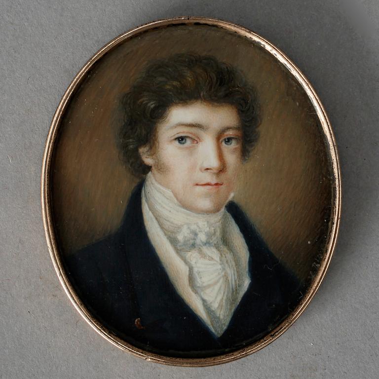 DAVID VILHELM BLOM, miniatyr, gouache på ben, signerad v. Blom.