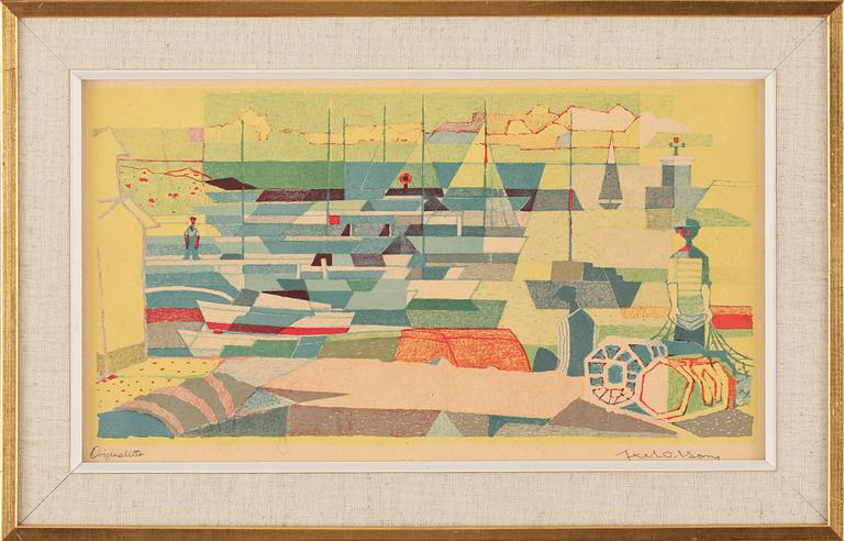 AXEL OLSON, originallitografi, signerad.