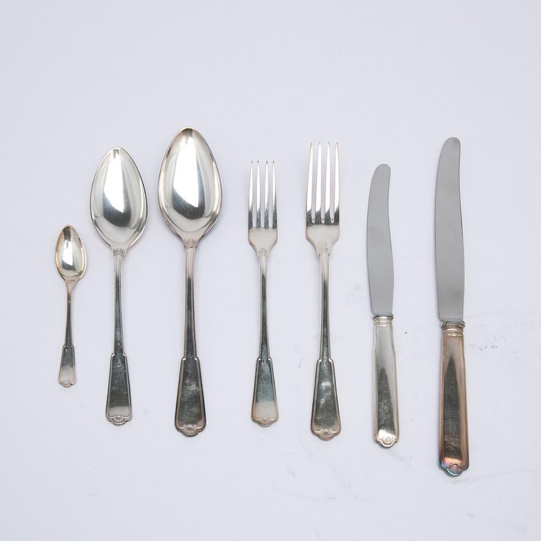 W.A. Bolin, bestickuppsättning, 89 delar, silver, Stockholm 1938, gammal Fransk.