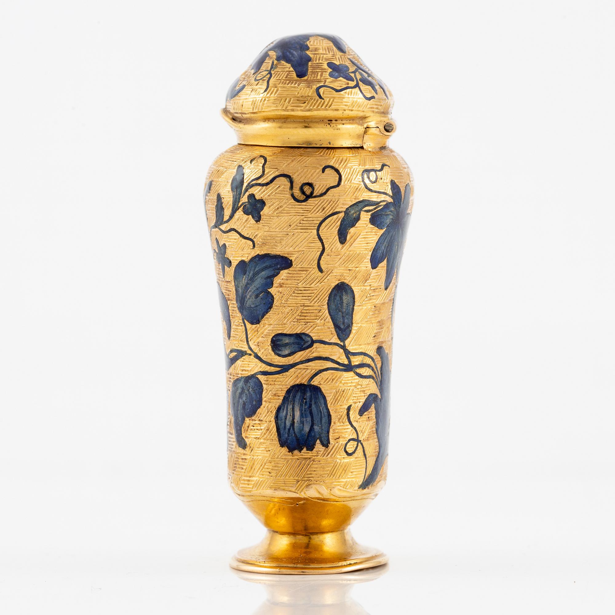 A Swedish 18th century 20K gold scent box, mark of Frantz Bergs, Stockholm 1753.