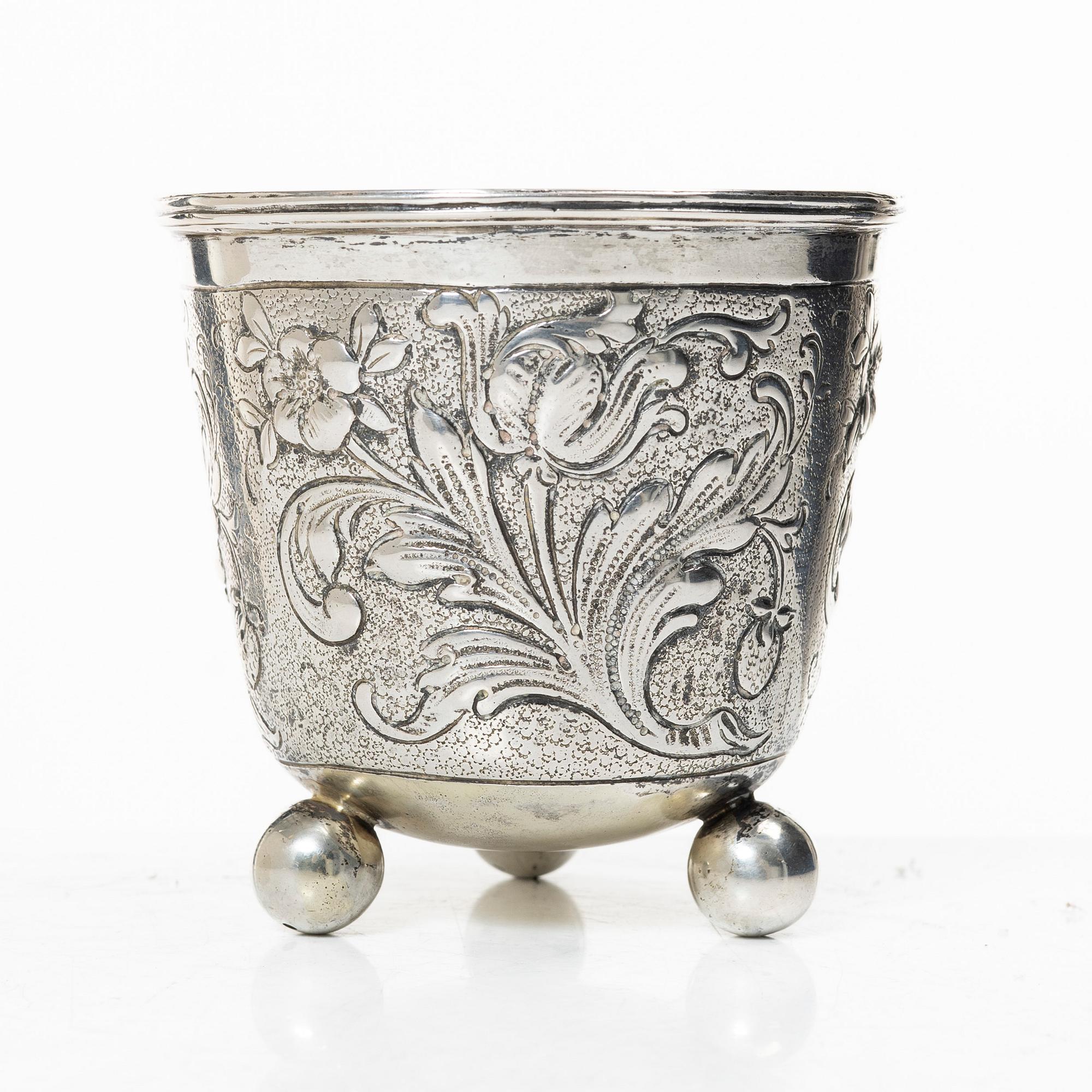 A German Baroque beaker, Swedish import marks Juveleraraktiebolaget T Petersson, Norrköping 1931.