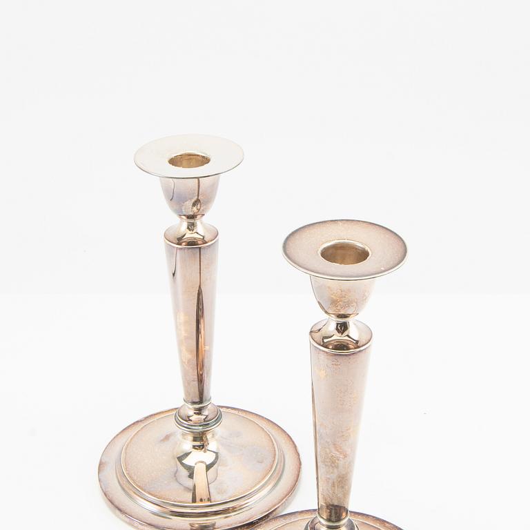 CG Hallberg candlesticks a pair silver Stockholm 1955.