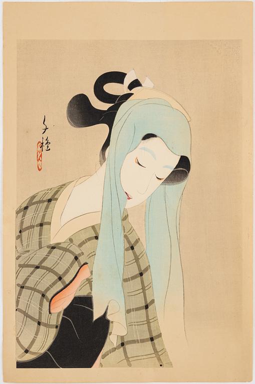 Chigusa Kitani (1890-1947) "Ochiyo" ur pjäsen "Shinjū yoi gōshin".