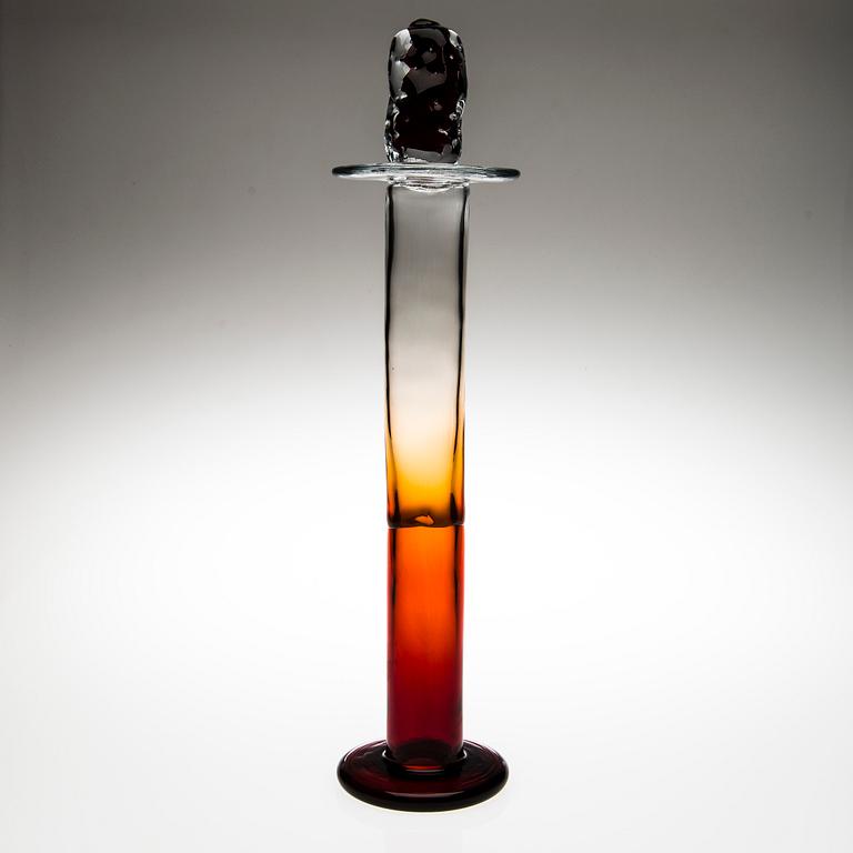 KERTTU NURMINEN, ART GLASS, "Bambu", signed Kerttu Nurminen Nuutajärvi Notsjö 1991.