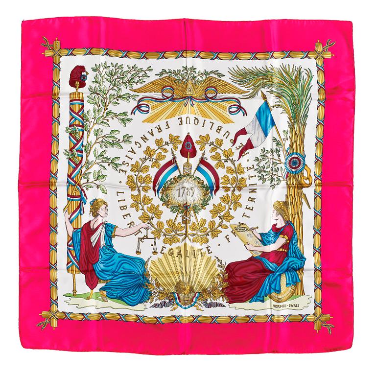 HERMÈS, scarf, "Liberté, egalité, fraternité republique Francais".