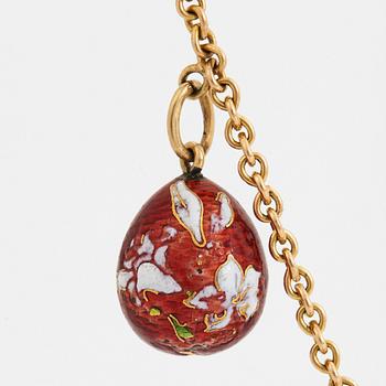 A FABERGÉ  GOLD Chain Necklace WITH 8 GOLD, ENAMEL ETC MINIATURE EASTER EGG PENDANTS, S.T PETERSBURG and 3 other.