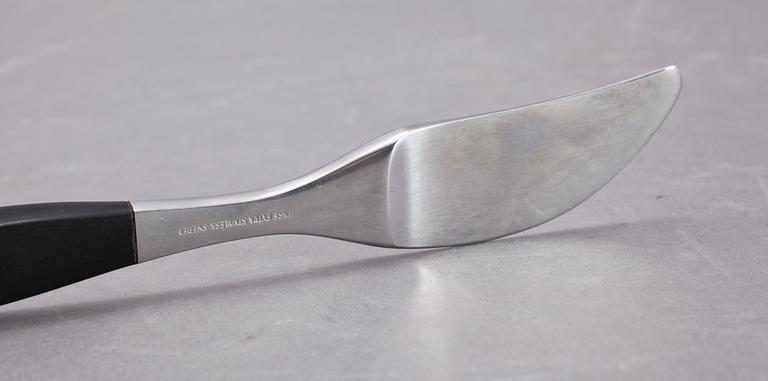 BESTICK, 48 st, rostfritt stål och bakelit, "Focus Deluxe", Folke Ahrström, Gense, 1900-talets andra hälft.