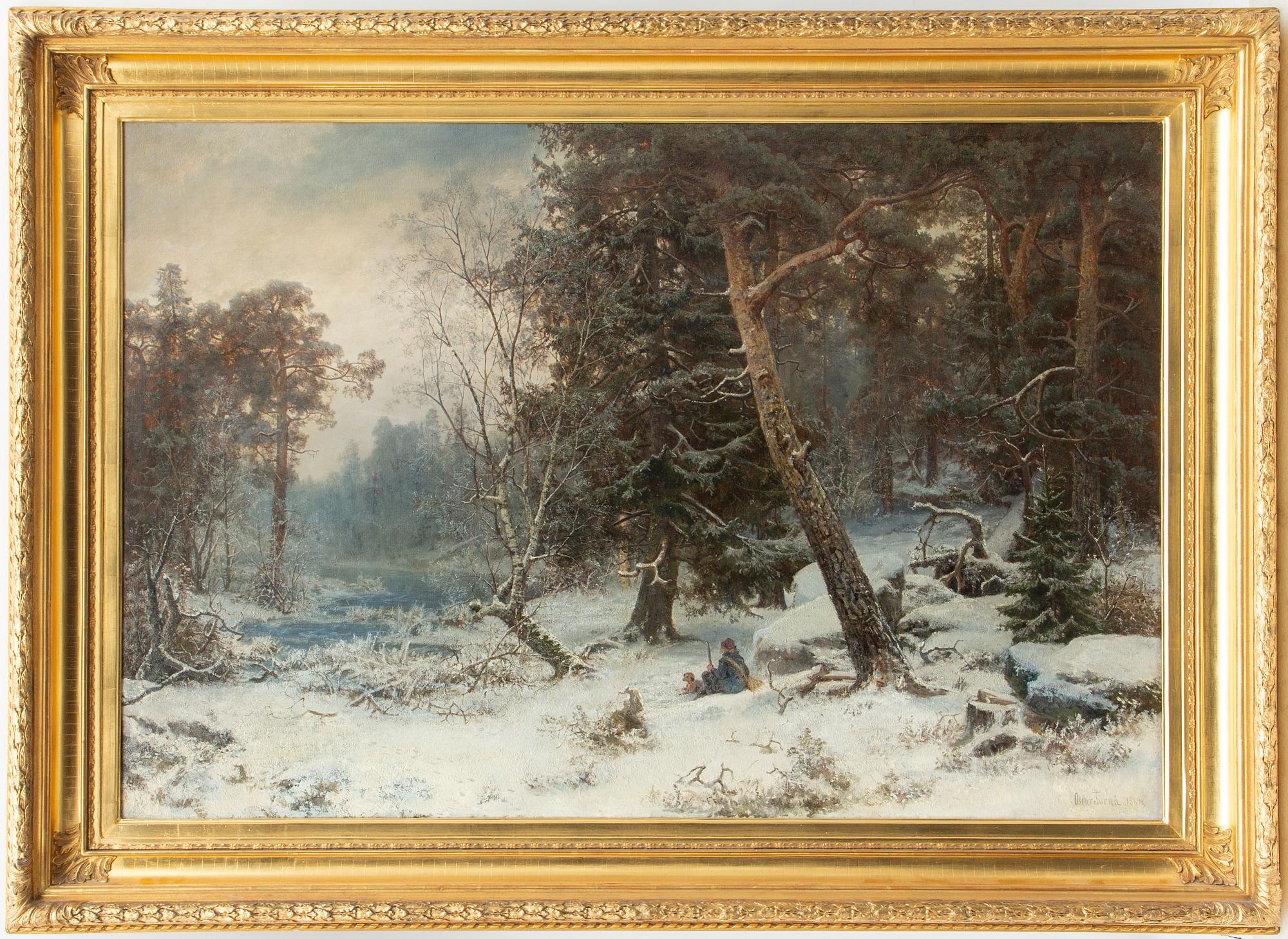 Oscar Törnå, Hunter in a Winter Landscape.
