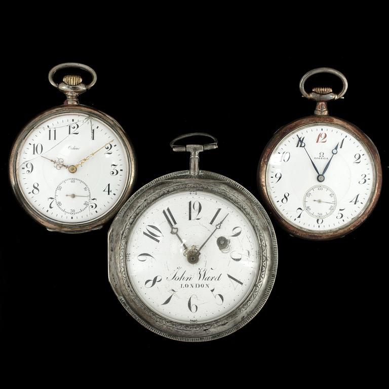 FICKUR, 3 st,  bla Omega, 1800/1900-tal.