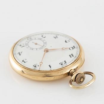 Pocket watch, 14K gold "Boliden guld Import", chain in double gold, 51 mm.