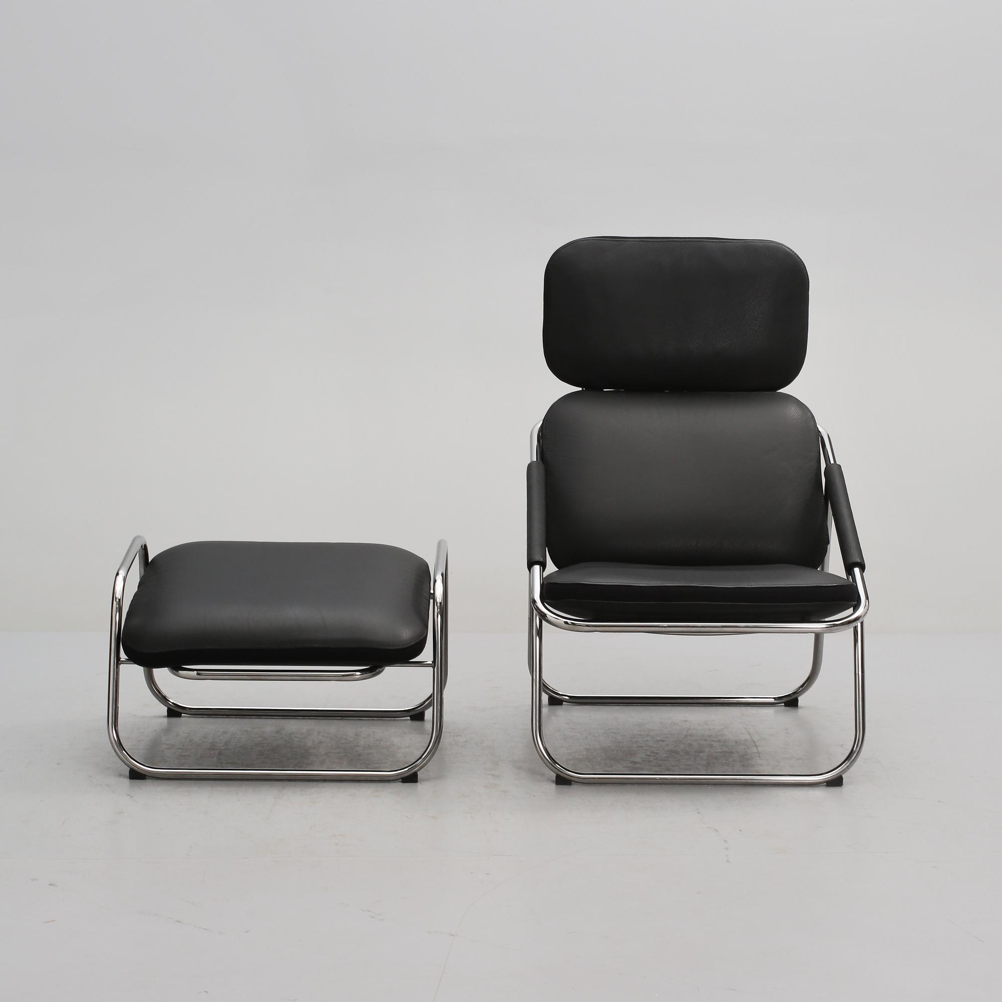 FÅTÖLJ samt  FOTPALL, "Supersport", Björn Dahlström, Dux, 2000-tal.