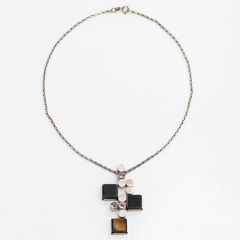 Elis Kauppi, pendant and bracelet, silver, spectrolite, Kupittaan Kulta, Turku 1965.
