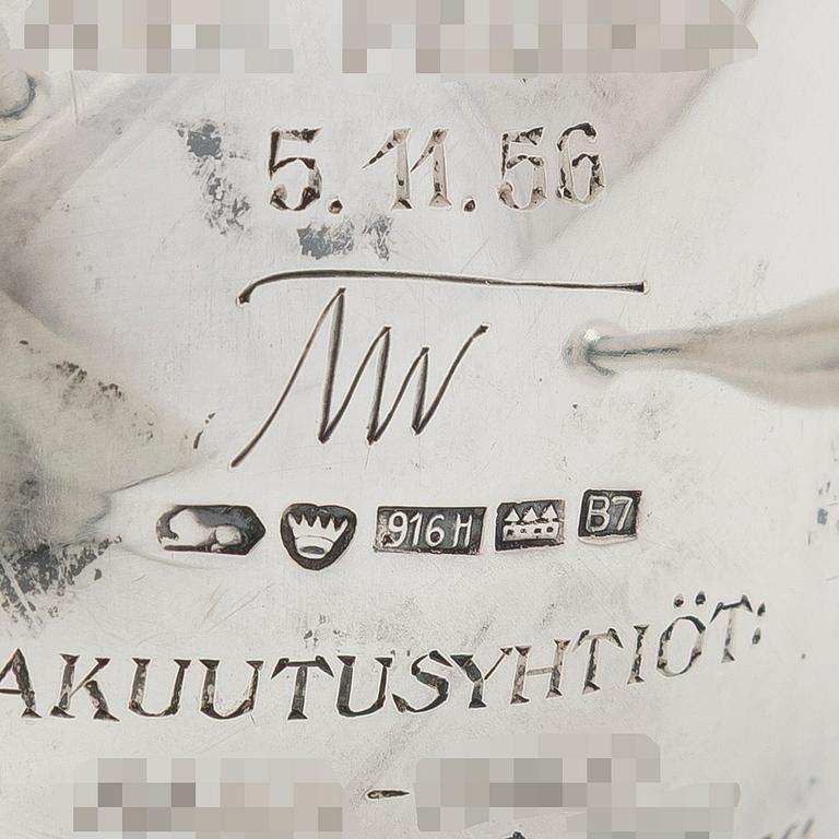 Tapio Wirkkala, silver ewer TW 77, Kultakeskus, Hämeenlinna 1955.