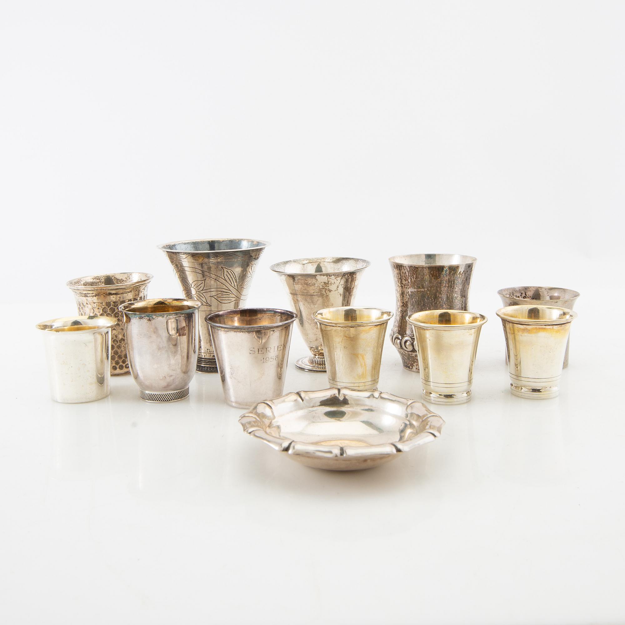 Cup (Bowls 12 pcs silver early 20th century.