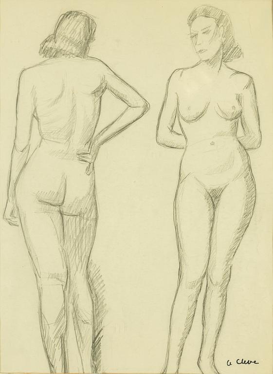 AGNES CLEVE, pencil on paper. Signed with stamp A Cleve.