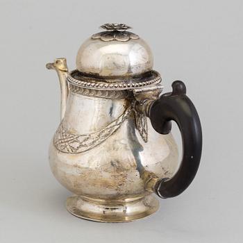 A late 18th century silver teapot.