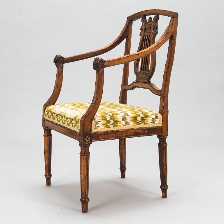 An armchair, probably Italian, 19th c, belonged to Queen Victoria, Solliden, the embroidery by King Gustav V.